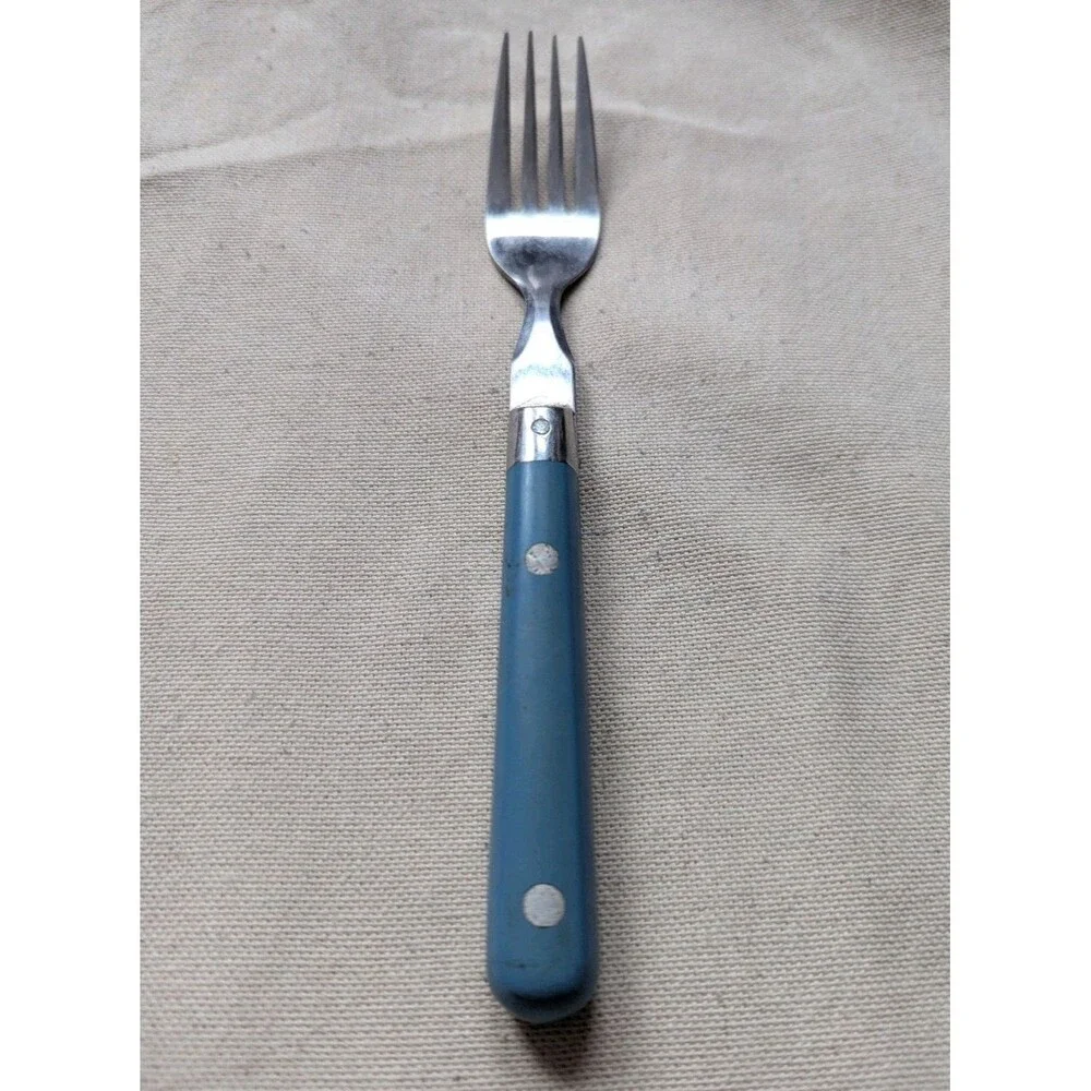 Vintage WF Mardi Gras Sky Blue Stainless Flatware Silverware Dinner Fork 7.5